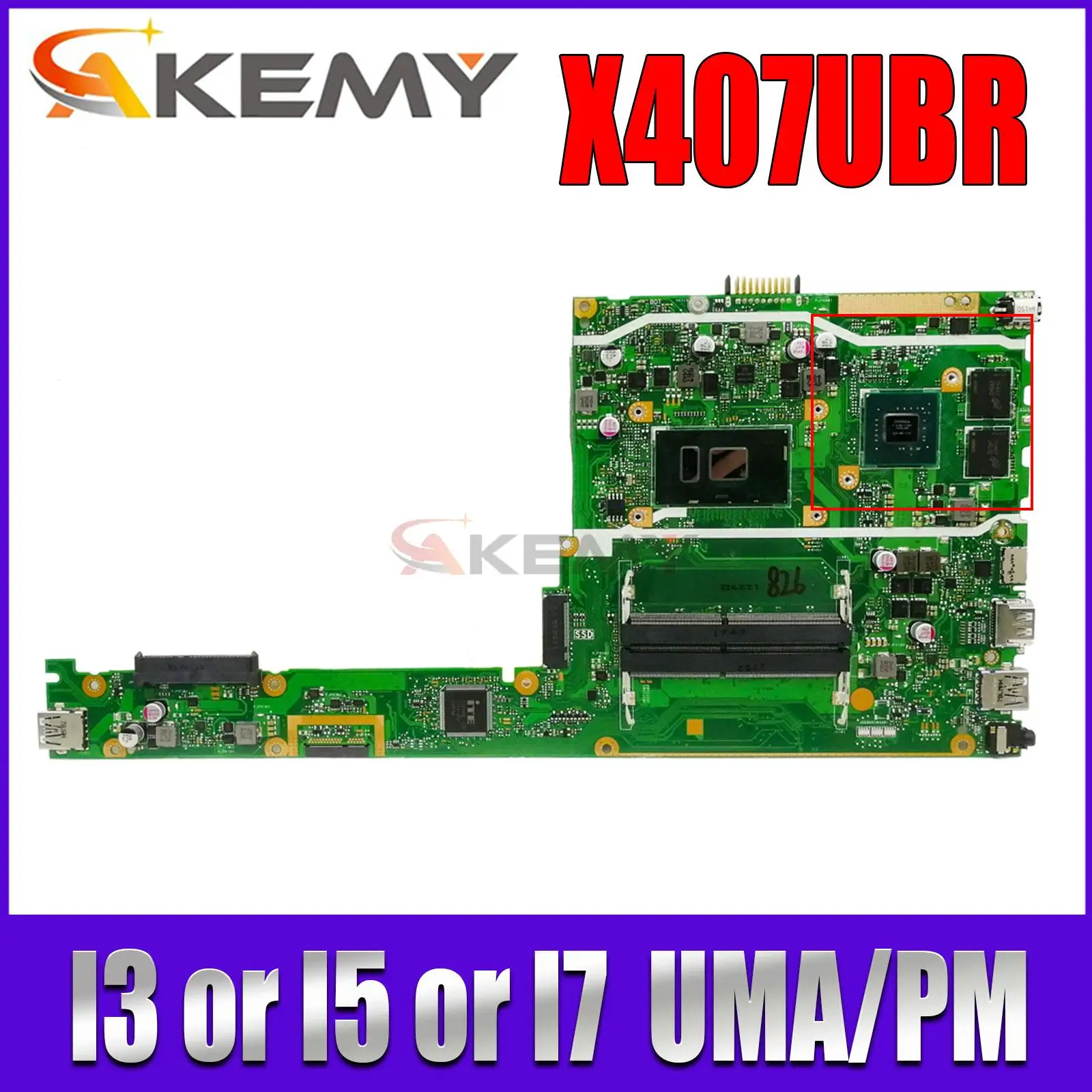 X407UB Mainboard FOR ASUS X407UAR X407UBR X407UA A407 Laptop Motherboard With I3- I5-I7-7th 8th Gen UMA PM 100%  Working mainboard for asus pu551la pu551ld pu551l pro551la pro551l laptop motherboard i3 i5 i7 4th gen cpu uma ddr3l 100% tested work