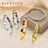 Stainless Steel Cuff Bracelets For Women Multiple Color Ellipses Square Crystal Glass Dubai Women Wedding Bangle Jewelry 1