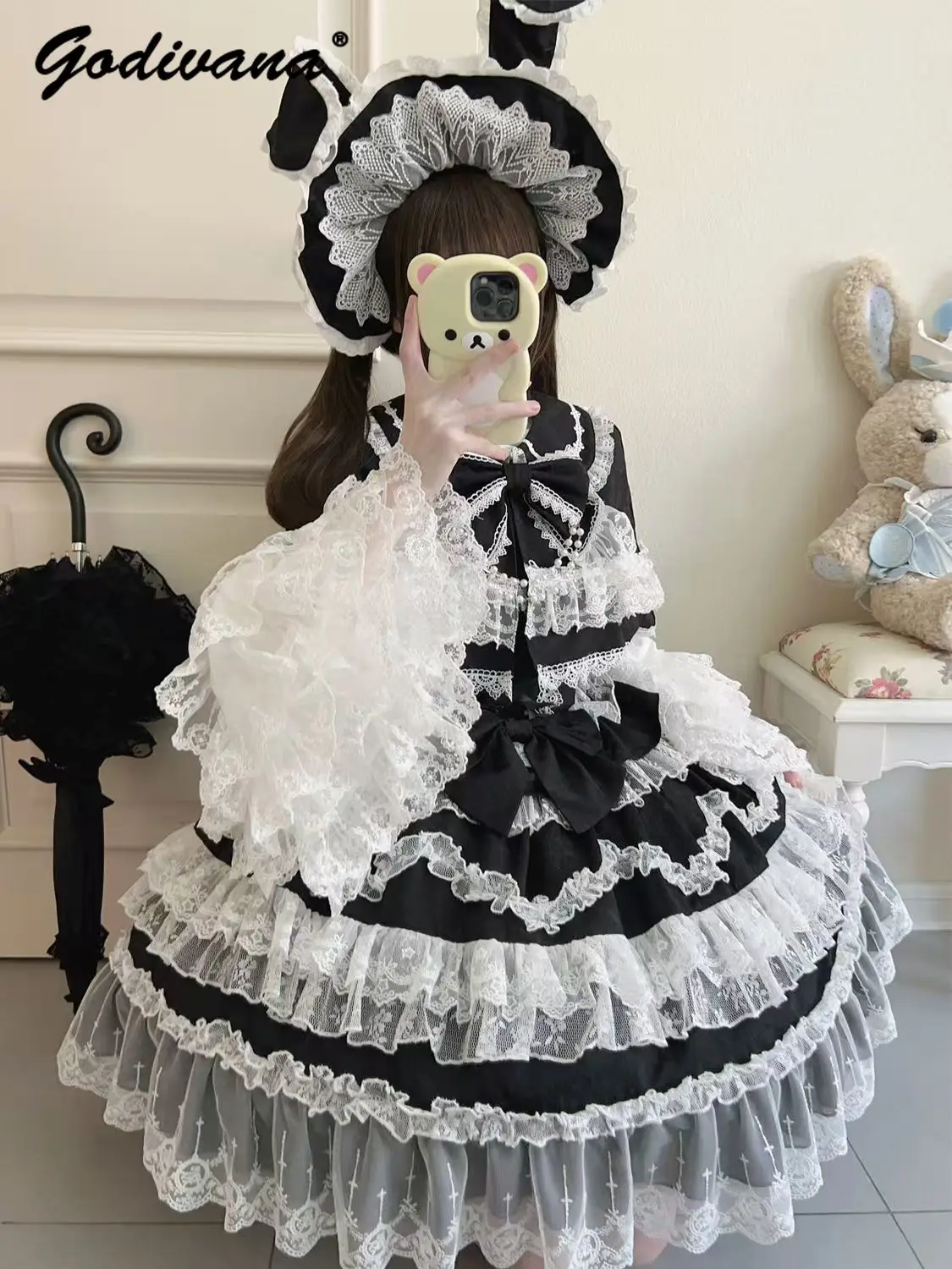 Lolita Dress Original Lolita Dress Cape Set New Spring Autumn Sweet Girl Lace Princess Jsk Cake Dress Fairy Suspender Shirt Outfit