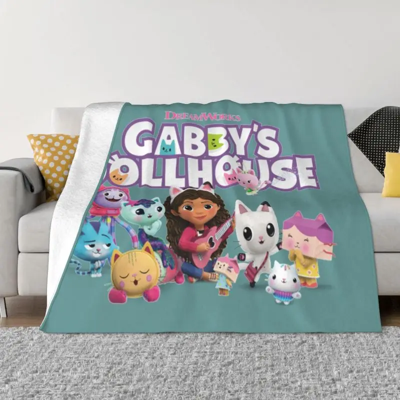 Gabbys Dollhouse Dj Catnip Coperte Confortevole Morbida Flanella Inverno Cakey E Catrat Coperta Per Divano Ufficio Camera Da Letto