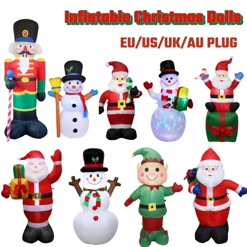 

1pc Inflatable Santa Claus Gift Bag Deer Christmas Outdoor Lawn Garden Decoration Christmas Inflated Doll Night Light Xmas decor