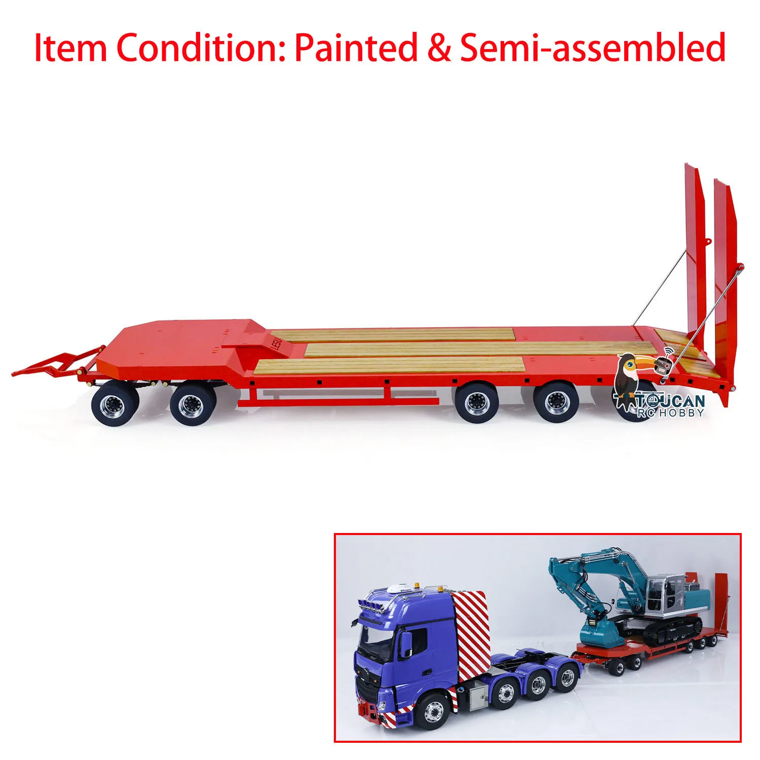 LESU RC Metal Flatbed Trailer Painted Toys for 1/14 RC Hydraulic Dumper Truck Tipper Car Trailer Model Accessories Toys THZH1774 2