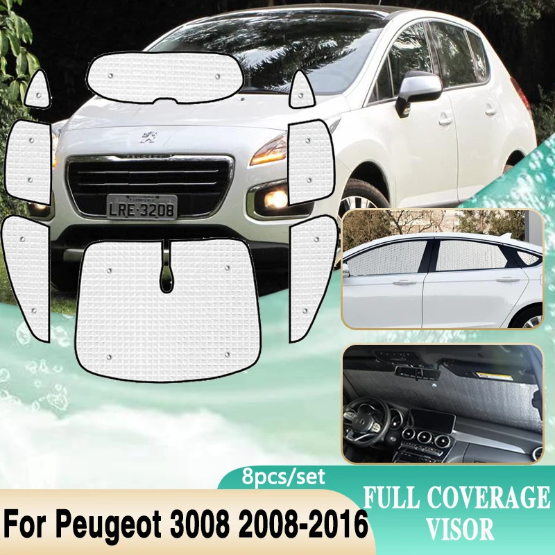 Full Coverage Sunshades Full Surround Windshield Side Window Visor For Peugeot 3008 T84 Mk1 2009 2014 2012 Shaby Car Accessories