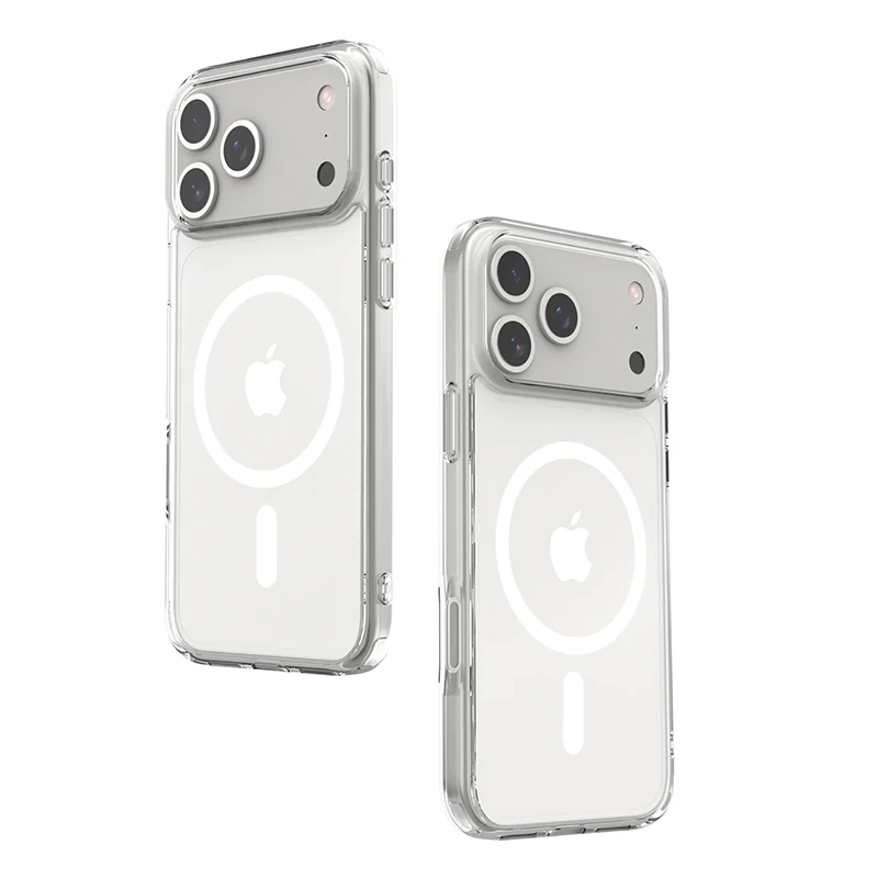 Shockproof Clear Magnetic Wireless Charging Case with Hybrid Hard Acrylic Back and Bumper Protection