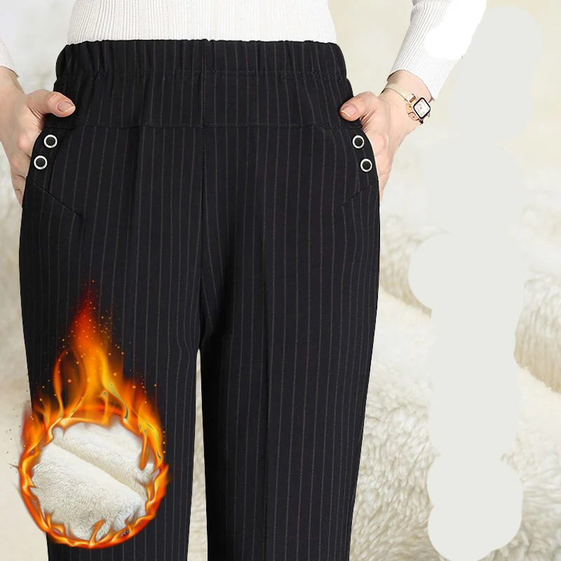 Winter Plus Velvet Thick Fashion Harajuku Slim Fit Trousers All Match Casual Pants High Waist Berber Fleece Straight Leg Pants