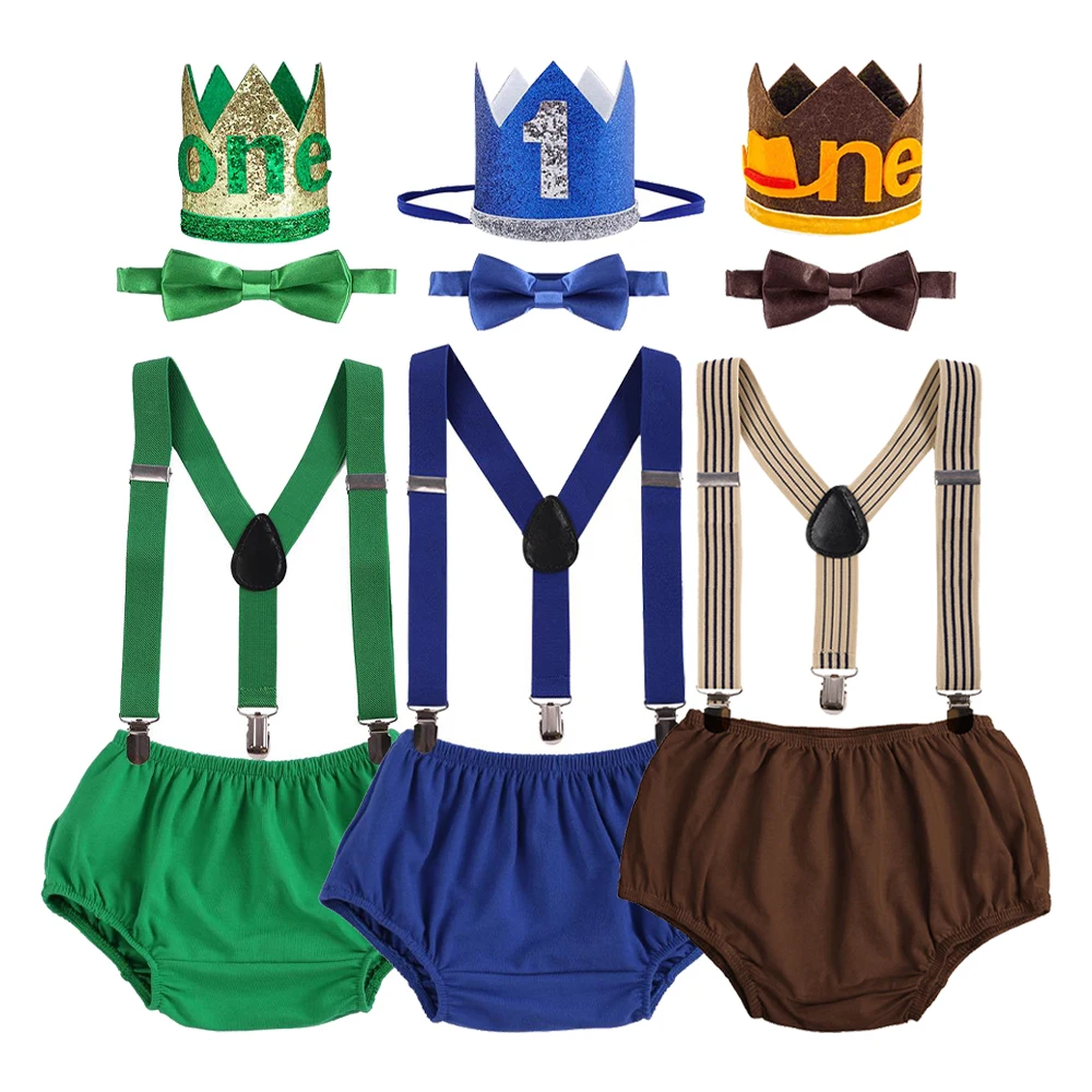 Newborn Baby Boys Solid Color PP Pants Birthday Suit For Baby Boy First