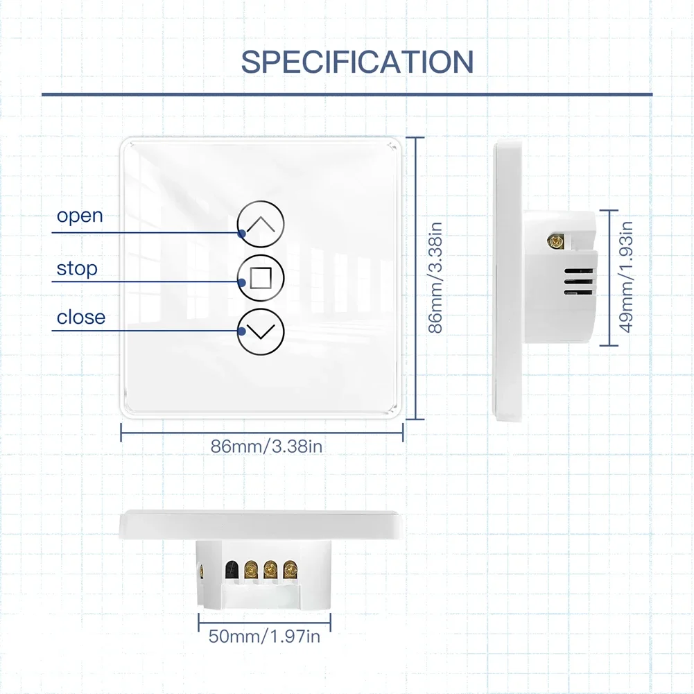 Moes-interruptor de Cortina Toque Inteligente para Persianas Wi-fi Rf433 2.5d Arc Glass Vida Inteligente Tuya App Funciona com Alexa Google Home - Image 5