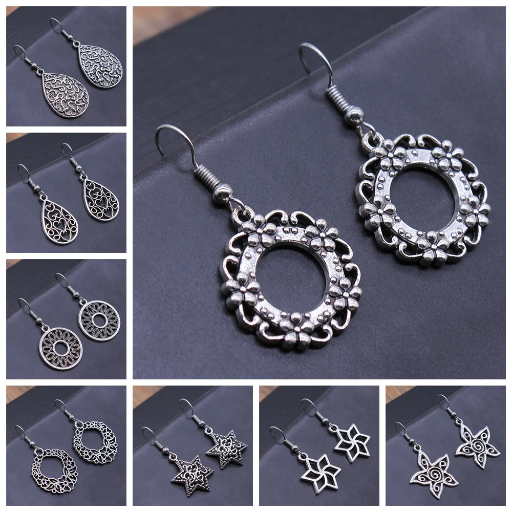 Geometric Simple Drop Earring For Women Vintage Round Waterdrop Knot Shaped Dangle Earring For Girl Jewelry Accessories dangle earrings,drop earrings,geometric earrings