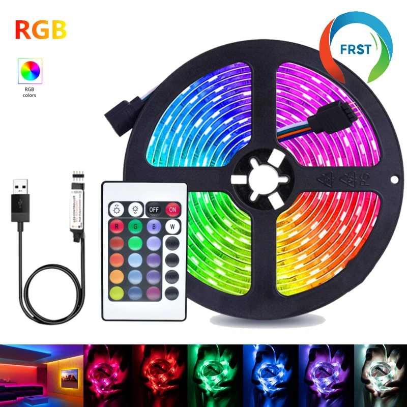 Led Strip Lights Tv Background Lighting Colorful Rgb 5050 Usb 24keys Infrared Remote Long