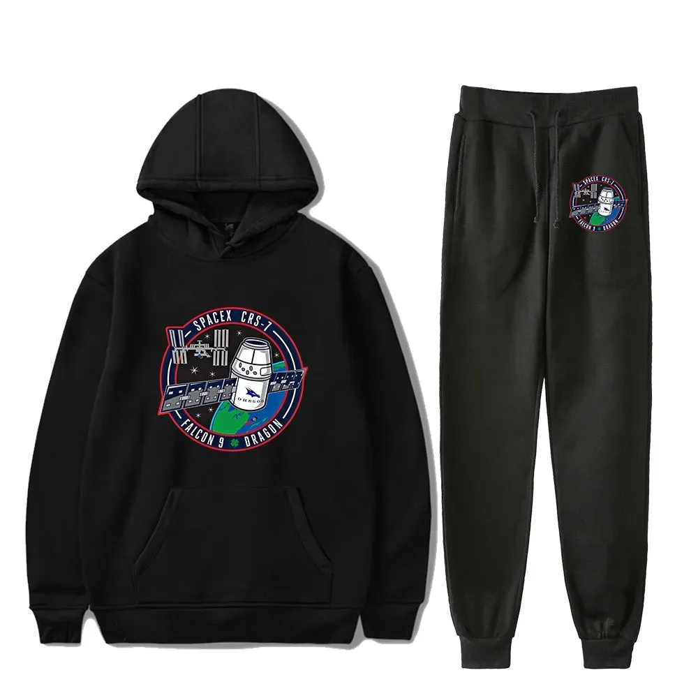 SpaceX Tricô Duas Peças Set Mulheres/Homens Manga Comprida Hoodies + Calça Jogger Harajuku Casual SpaceX Hoodie Unisex Streetwea