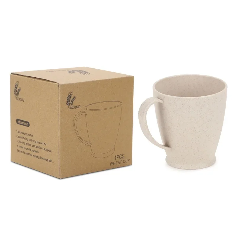 Creative Wheat Straw Children Handle Plastic Cup Home Student Baby Drink Cup Mouthwash plastic drinking cup