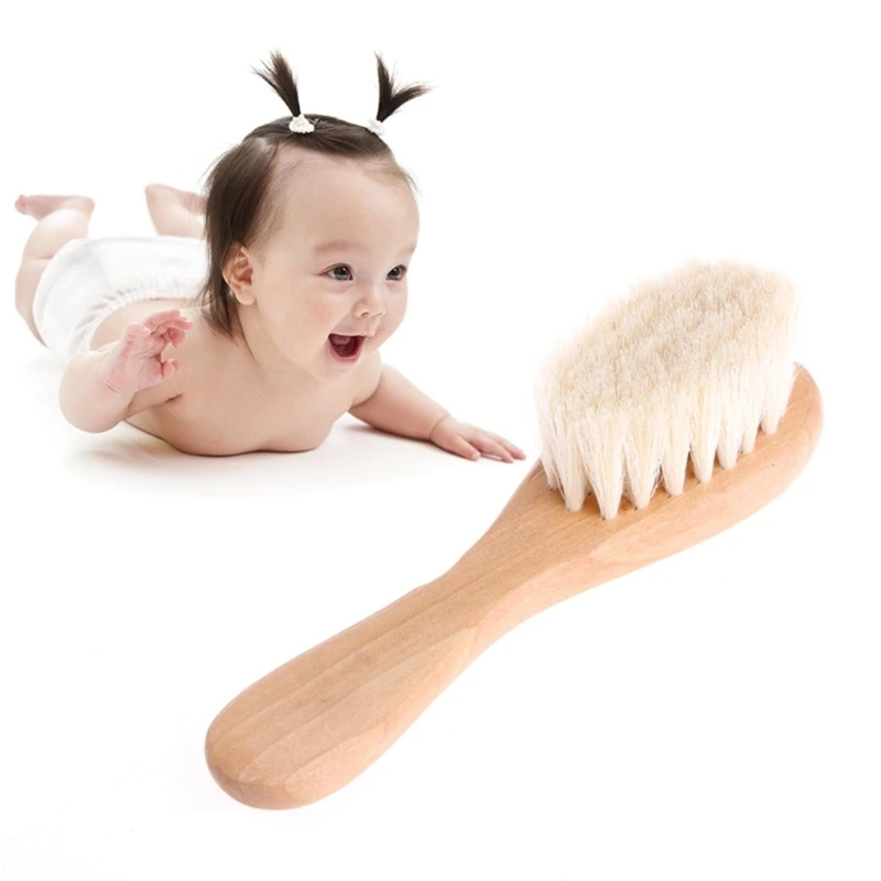 

Wooden Baby Safety Comb Woolen H Brush Care Kids Massage Baby Safety