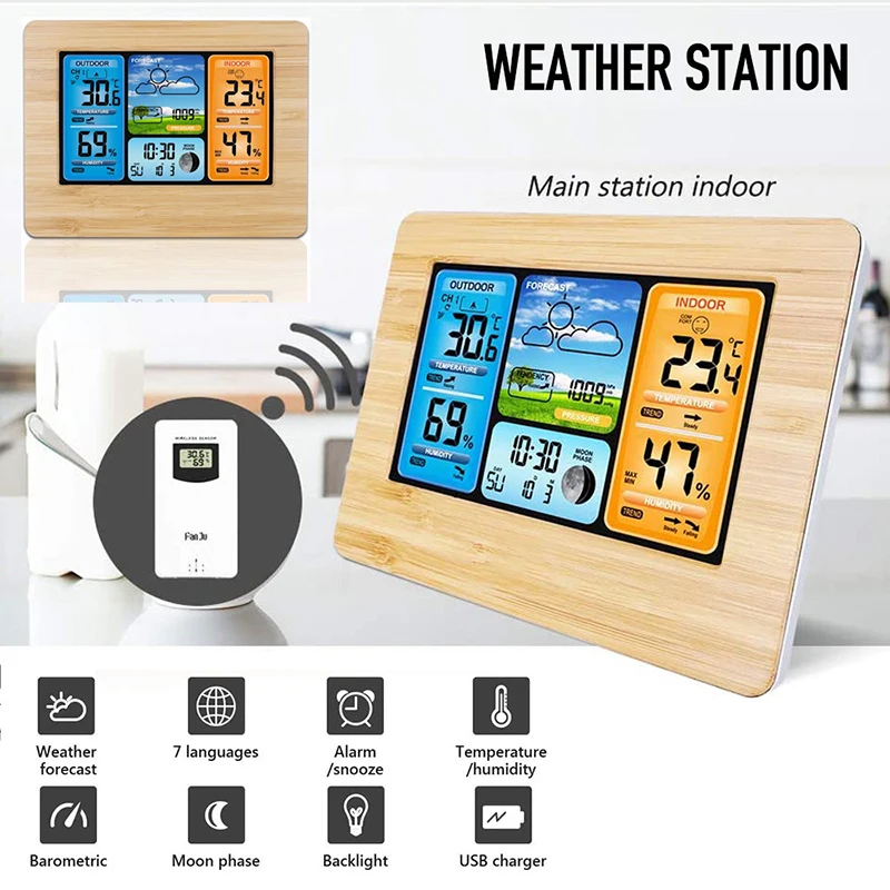 Weather Station Wireless Digital Indoor Outdoor Weather Forecast Hygrometer  Humidity Temperature Meter Barometer with Backlight - AliExpress