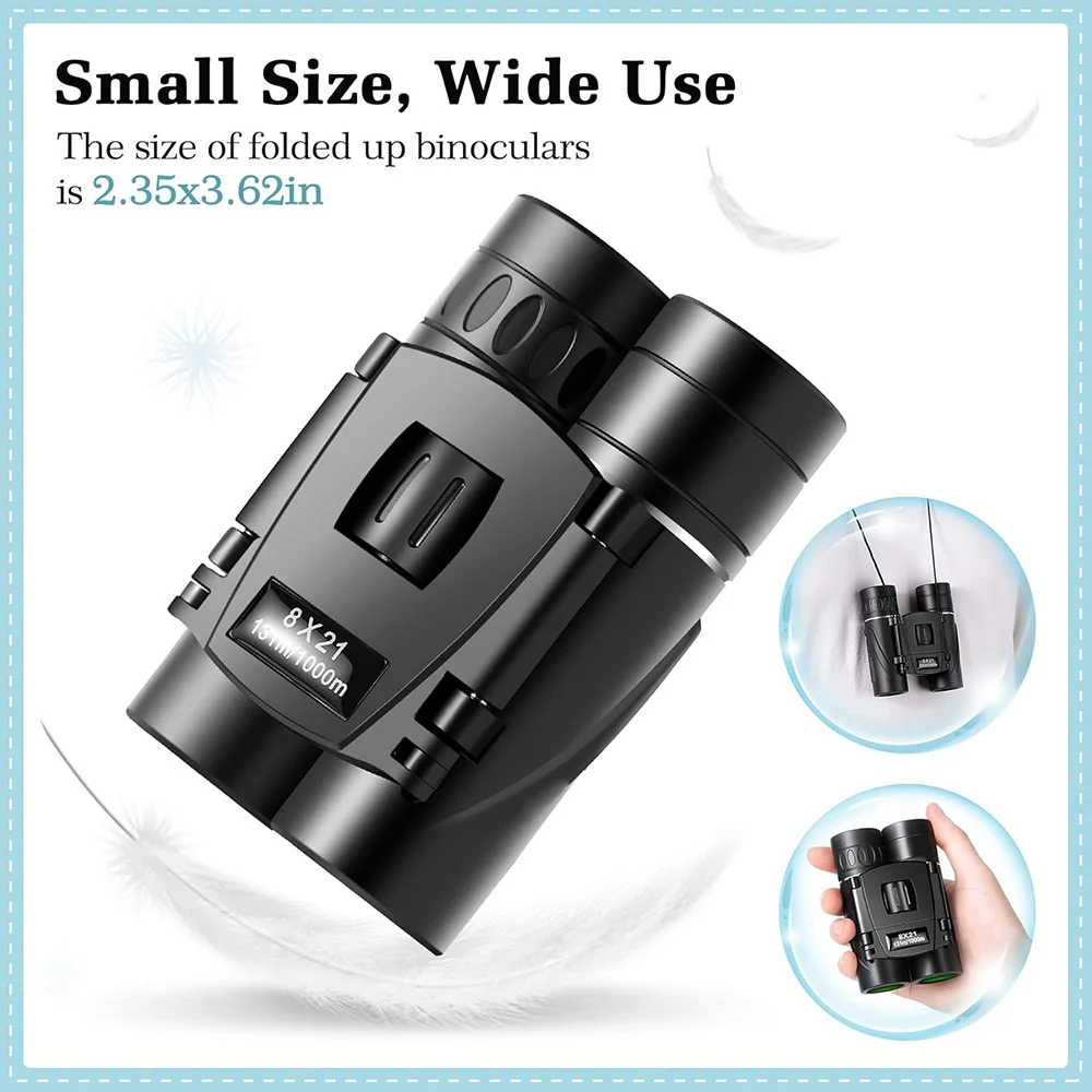 Mini Compact Lightweight 8x21 Small Binoculars for Concert Opera Sports Game Outdoors Hiking Travel Kids Bird Watching Christmas 5