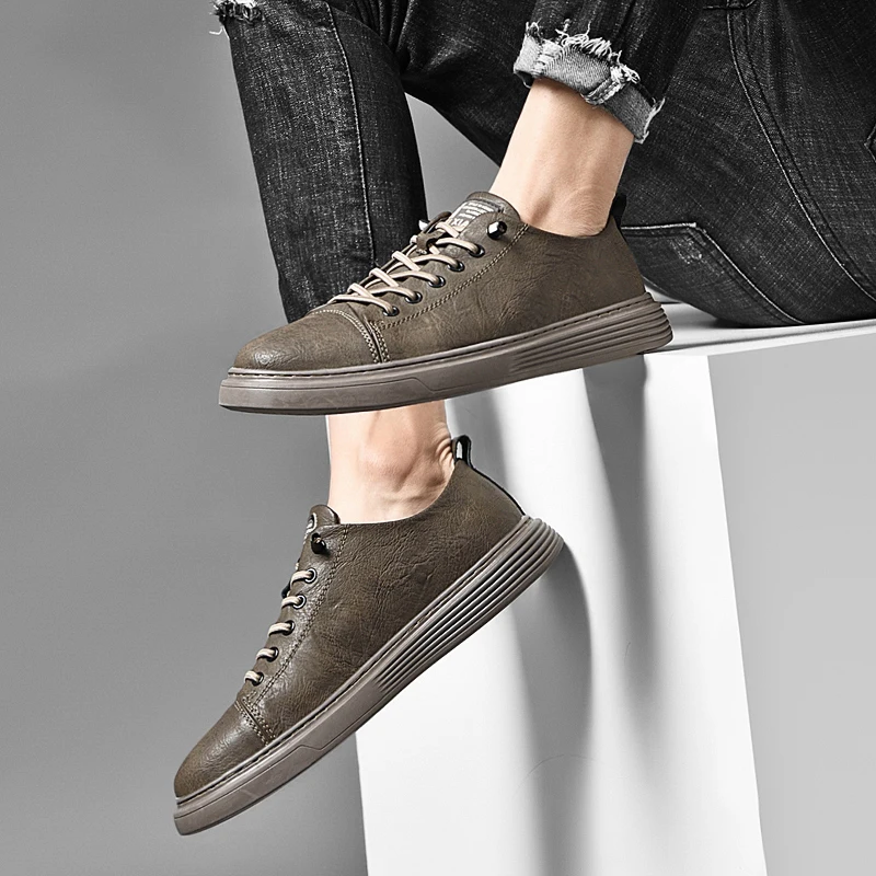 High Quality Male Walking Footwear Fashion Mens Skate Shoes Business Male Casual Shoes Man Sneakers  Genuine Leather Men Shoes view 2