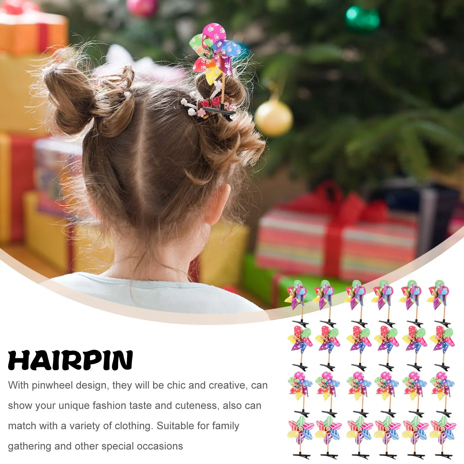 24pcs Pinwheel Hair Clips Hair Barrettes Windmill Hairpins Headwear Stage Performance Headdress Women Girls Hair Pin Accessories