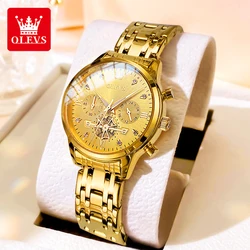 Elegant Waterproof Quartz Women's Chronograph Watch by OLEVS (All Gold)