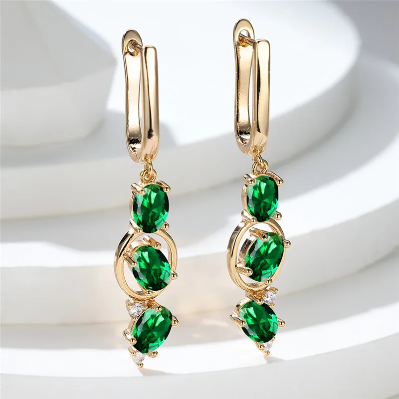 Cute Female Black Zircon Stone Hoop Earrings Vintage Small Oval Wedding Jewelry For Women