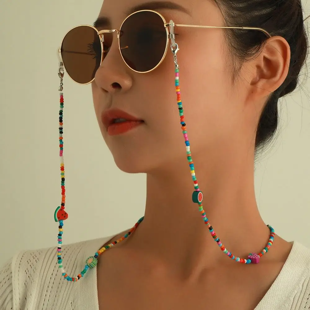 

Bohemia Style Colorful Bead Glasses Chain Neck Strap String Colorful Eyeglass Lanyard Metal Chain Anti-lost Sunglasses Chains