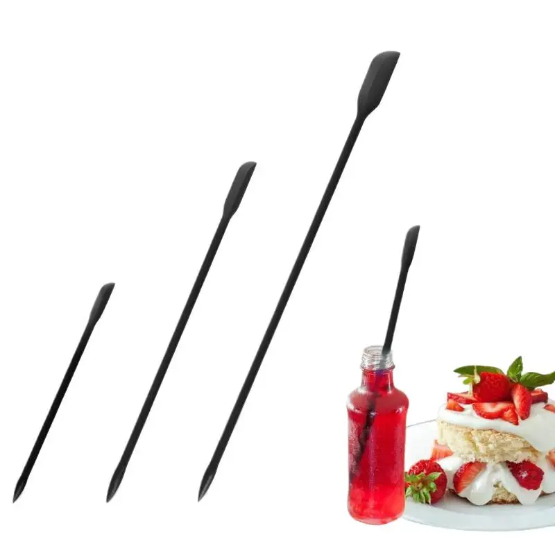 Description Picture 5 of itemã€”CC11ã€•3 Pcs Mini Silicone Spatula Set Heat Resistant Multiple Sizes Jar Bottles Kitchen Silicone Baking Double-headed Scraper