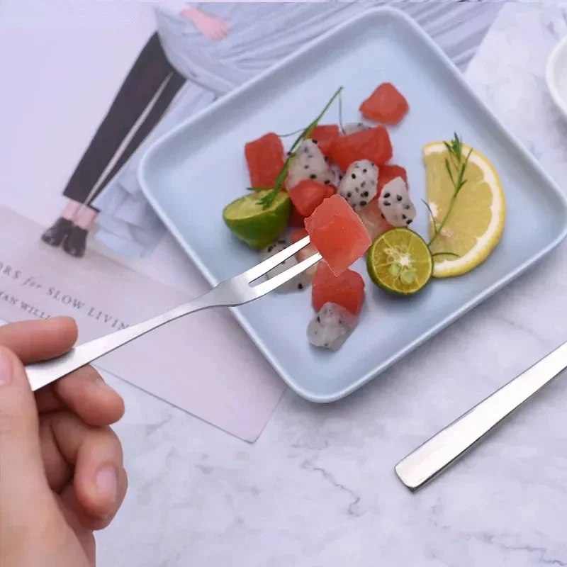 Stainless Steel Fruit Forks 5pcs/10pcs for Restaurant Cafeteria Home Party