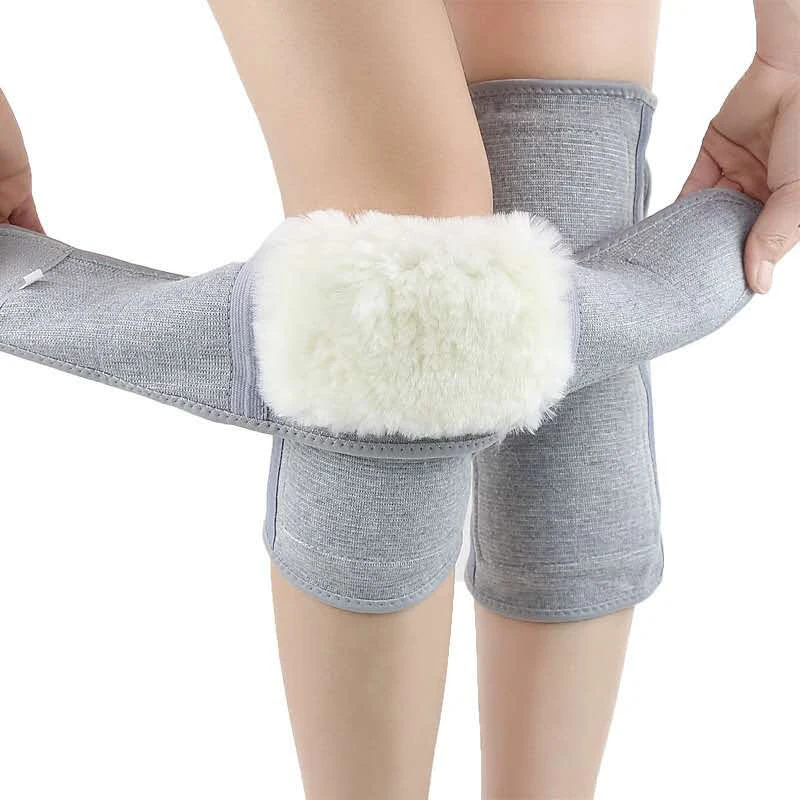 Unisex Wool Plush Knee Pads, Cold Protection, Joint Support, Pressurized Elastic, Sports Protection, Warm, 1 Pair