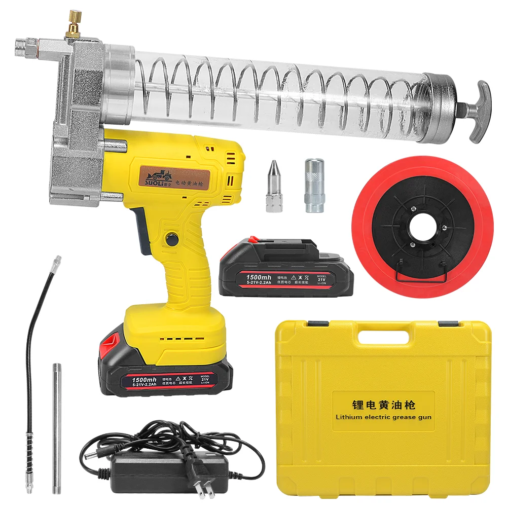 Portable Rechargeable Cordless Electric Grease Guns 21V Heavy Duty 10000PSI Electric High Pressure Grease Guns
