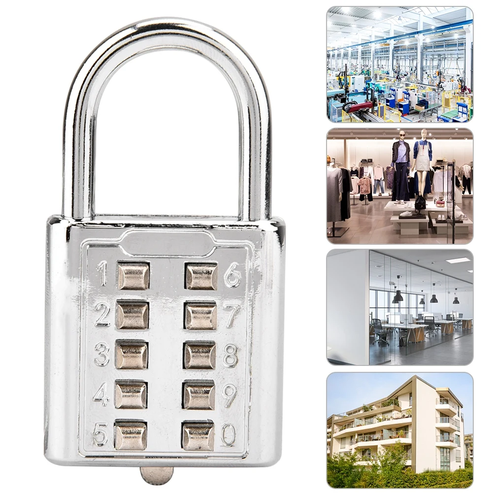 10-Digit Combination Padlock for Secure Locking Push Button Password Lock for Luggage Toolbox Locker