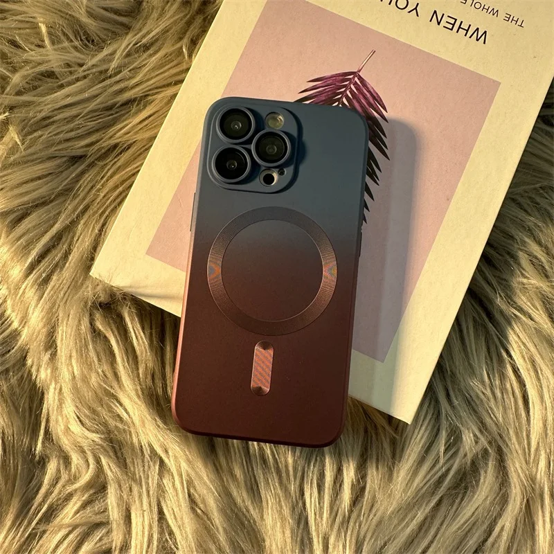 Case iPhone 15 14 13 12 11 Pro Max Plus For Magsafe Wireless Charge Gradient Magnetic Silicone_voghion.com