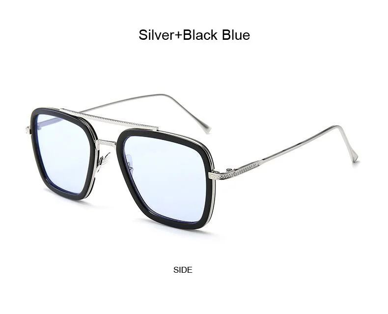 ladies sunglasses Steampunk Black Sunglasses Man/Woman Mirrored Designer Brand Glasses Vintage Blue Lens Sun Glasses Female UV400 square sunglasses