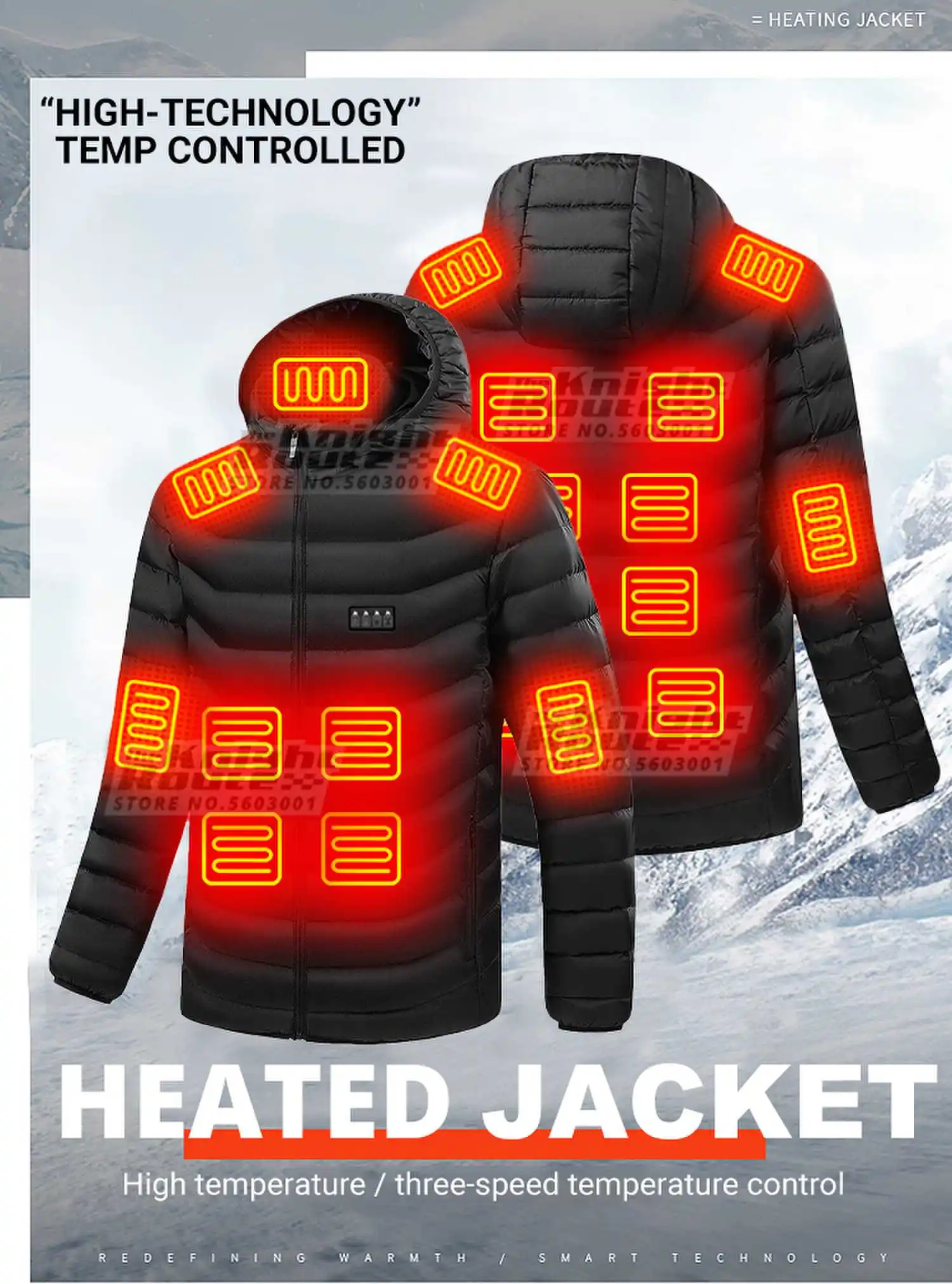 Description Picture 3 of item19 Areas Self Heating Vest Men's Heating Jacket Thermal Women's USBWarm Sport Vest Heating Clothing Fishing Hiking Heated Vest