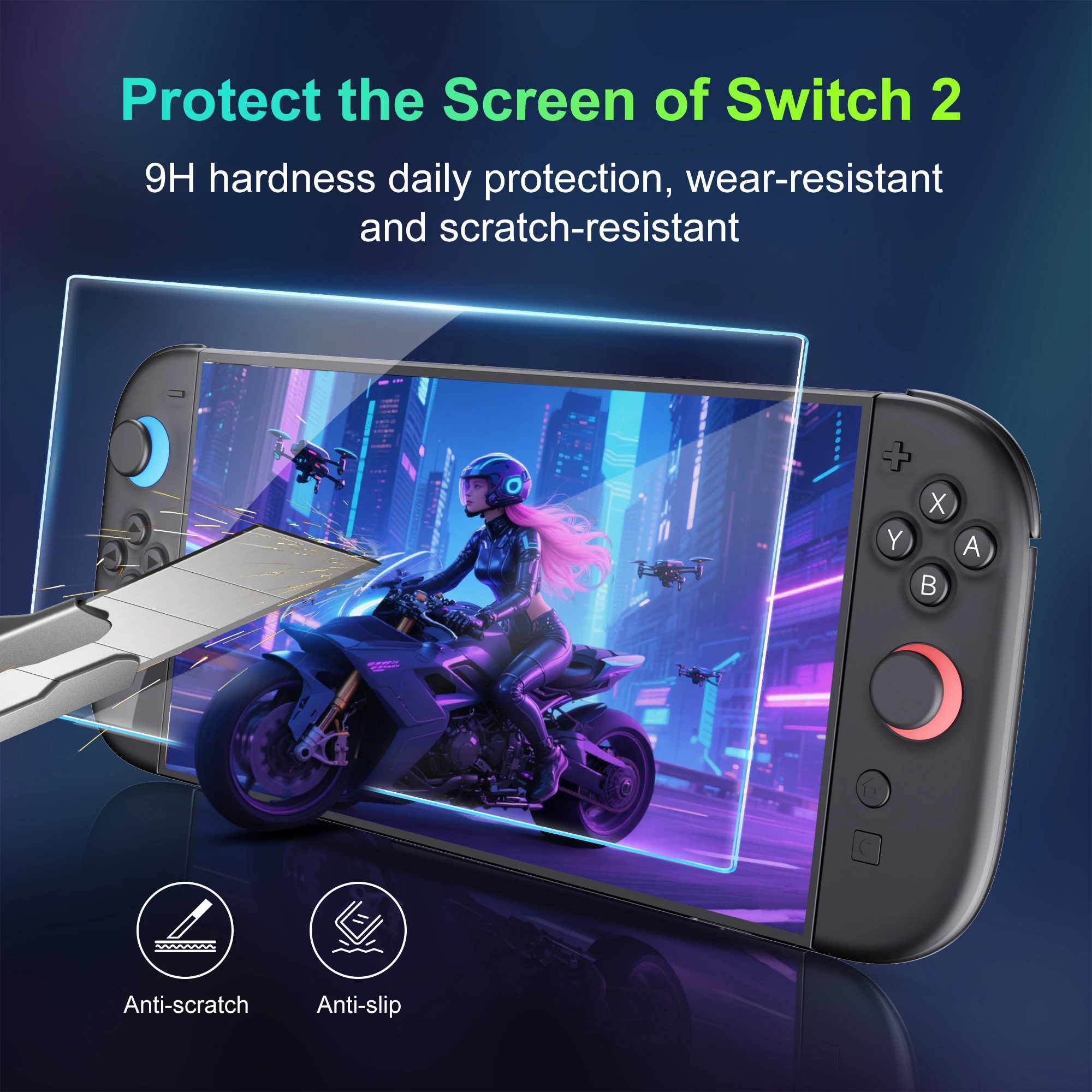 2 Pack HD Clear Anti-Scratch Screen Protector with Alignment Frame for Handheld Gaming Console Display