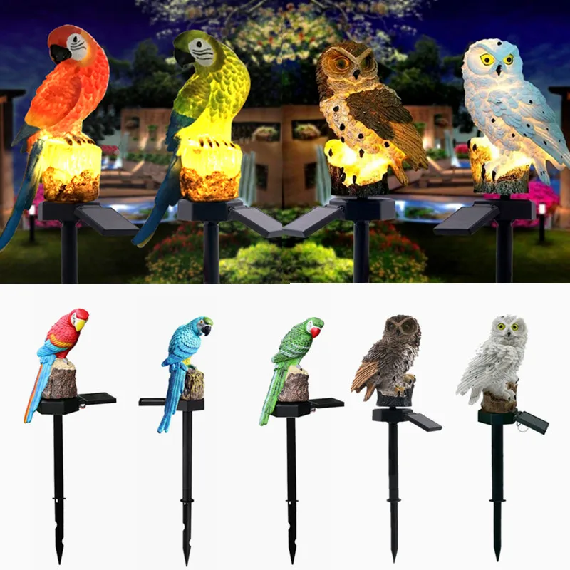 

Solar Lights Outdoor Decor Resin Owl Solar LED Light with Stake Animal Waterproof Solar Lamp for Fence Lawn Garden Decoration