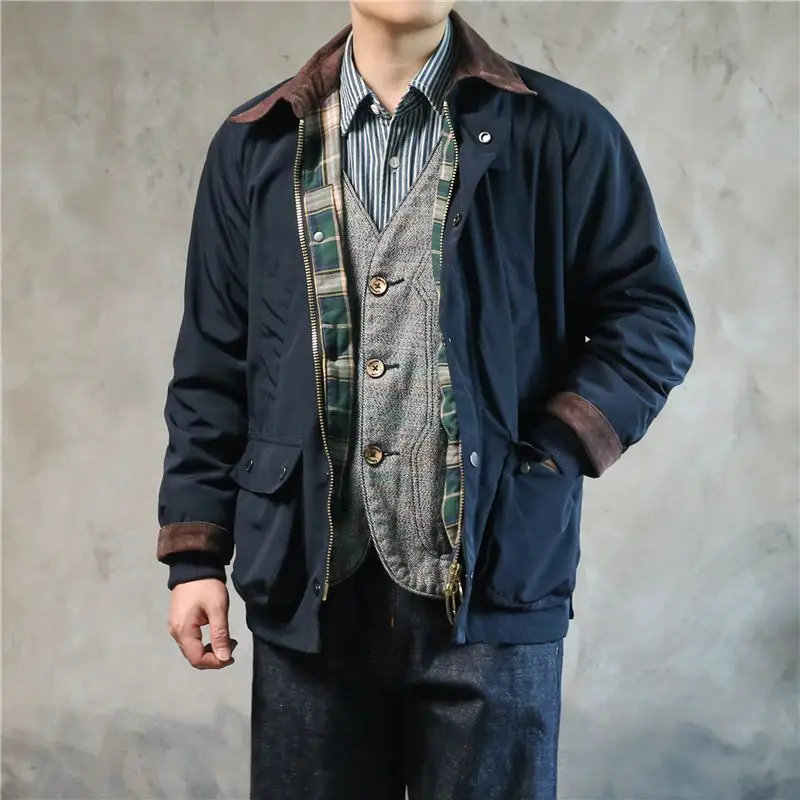 American Oil Wax Hunting Jacket Men Lapel Vintage Amekage Waterproof British Windbreaker Jacket Man Spring Autumn Winter 2025New 2