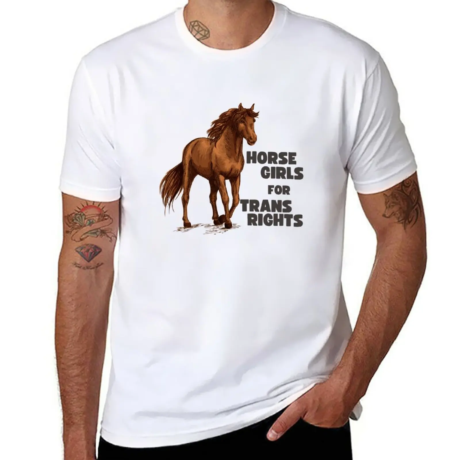 

New horse girls for trans rights T-Shirt quick drying shirt black t shirt funny t shirts men clothing