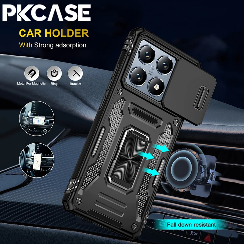 Enhanced Shockproof Case with Slide Push Window Cover and Built-in Bracket