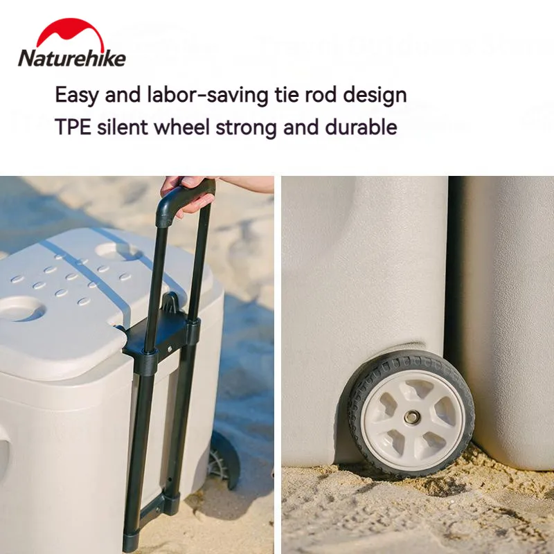 Naturehike Beach Ice Cooler Box Large Capacity Camping Portable Trolley Insulation Outdoor Mobile Thermal Incubator Box Freezer