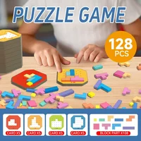 3D Creative Desktop Puzzle Game Kids Tangram Math Toys Building Blocks Board Color Shape Game Toddler Early Educational Toys 1