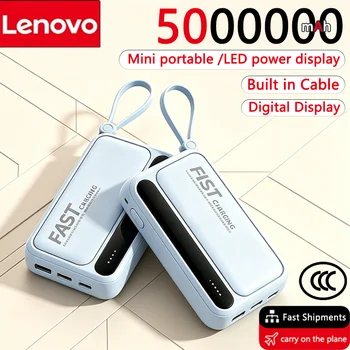 Power Bank Lenovo a Ricarica Rapida 500000mAh, Caricabatterie Portatile di Grande Capacità con 4 Cavi per Telefoni Cellulari Universali