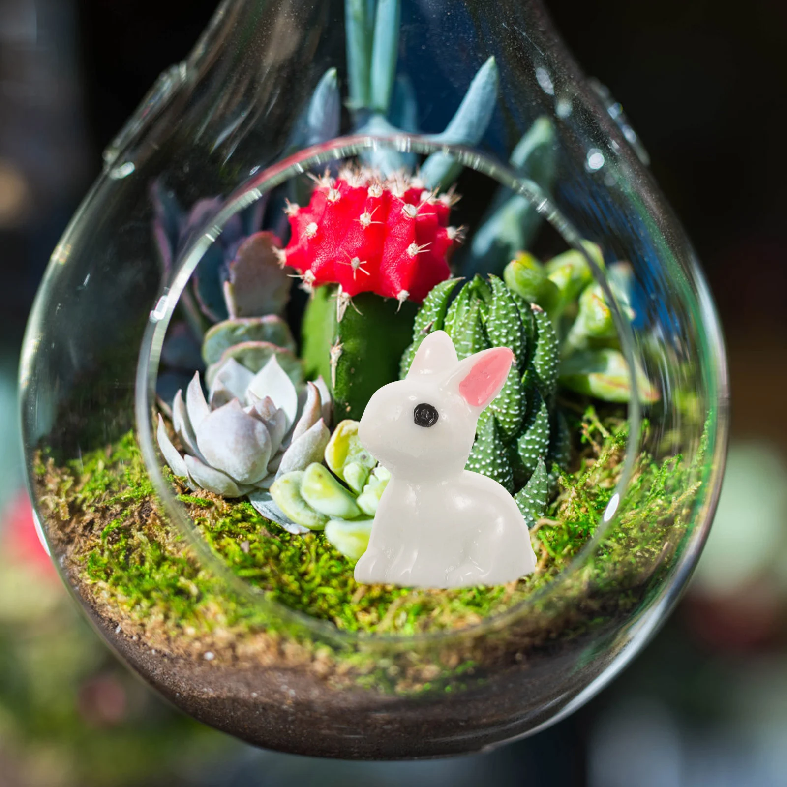 

100 Pcs Mini Rabbit Ornament Miniature Decoration Micro Landscape Bonsai Animal Model Animals Crafts Resin Decorations Statue