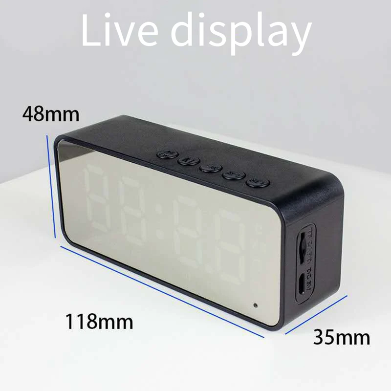 B37B-G50 Wireless Bluetooth Speaker With Alarm Clock FM Mini Card Temperature Display Mirror Audio