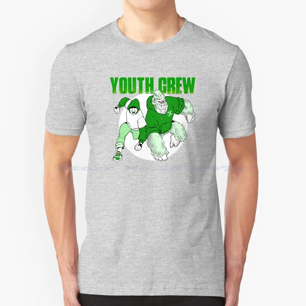 Maglietta Gorilla Verde 100% Cotone Tee Youth Crew Band New York Hard Core Gorilla Biscuits Positivo Hardcore Minor Minus Bad