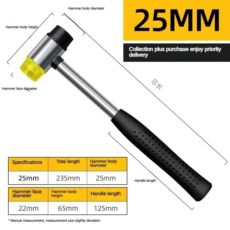 Rubber Hammer Double Face Soft Tap Rubber Hammer 25mm Multifunctional Glazing Window Beads Hammers Nylon Head