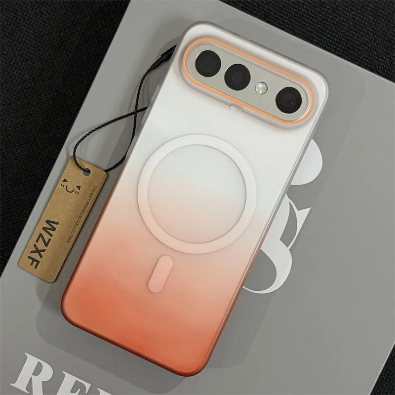 Luxury Magnetic Gradient Semi-Transparent PC Phone Cover with Wireless Charging Compatibility