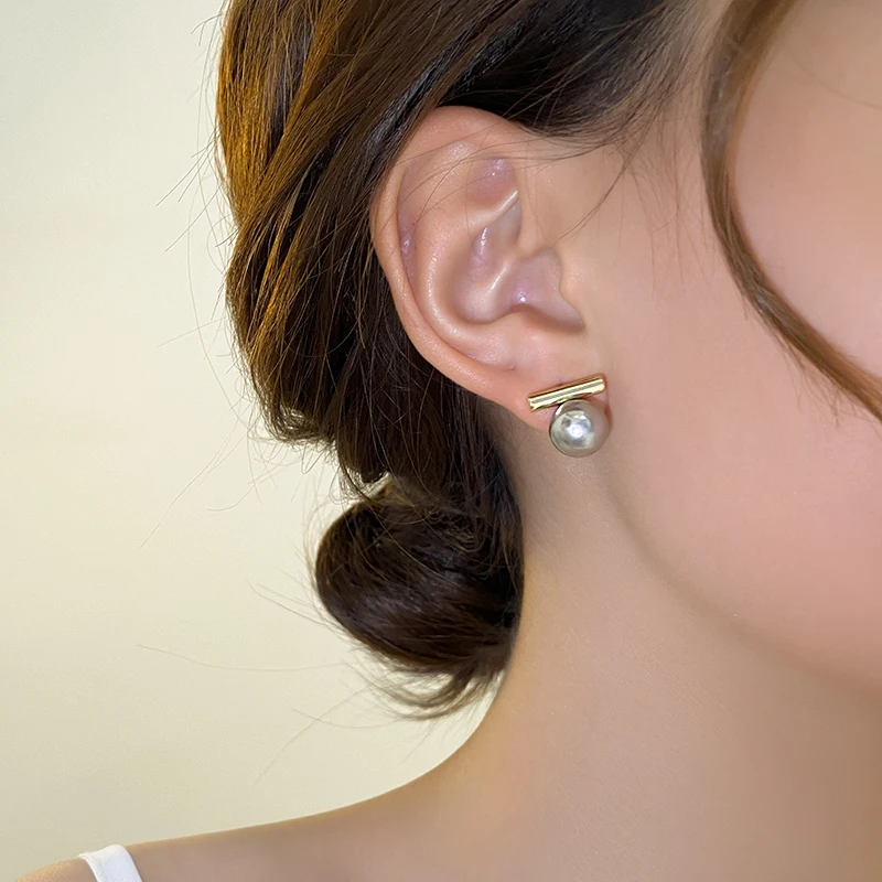 New French Minimalist Grey Imitation Pearl Pendant Earrings 2025 Fashion Jewelry Daily Wear Accessories for Girls Women‘s Party - Image 4