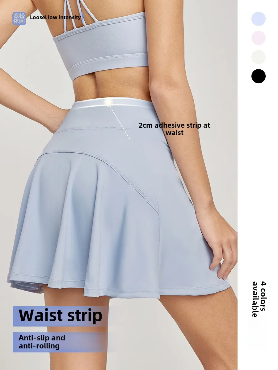 New Two-piece Yoga A- Line Short Skirt Women's Anti-exposure Leisure Sports Short Skirt Seamless High Waist Fitness