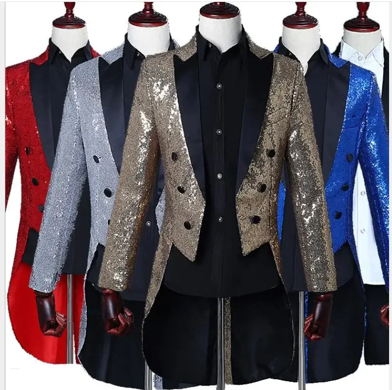 

Medeival Man Tuxedo Retro Magician Cosplay Costume Sequins Party performing outfit Men suit Masquerade Costume