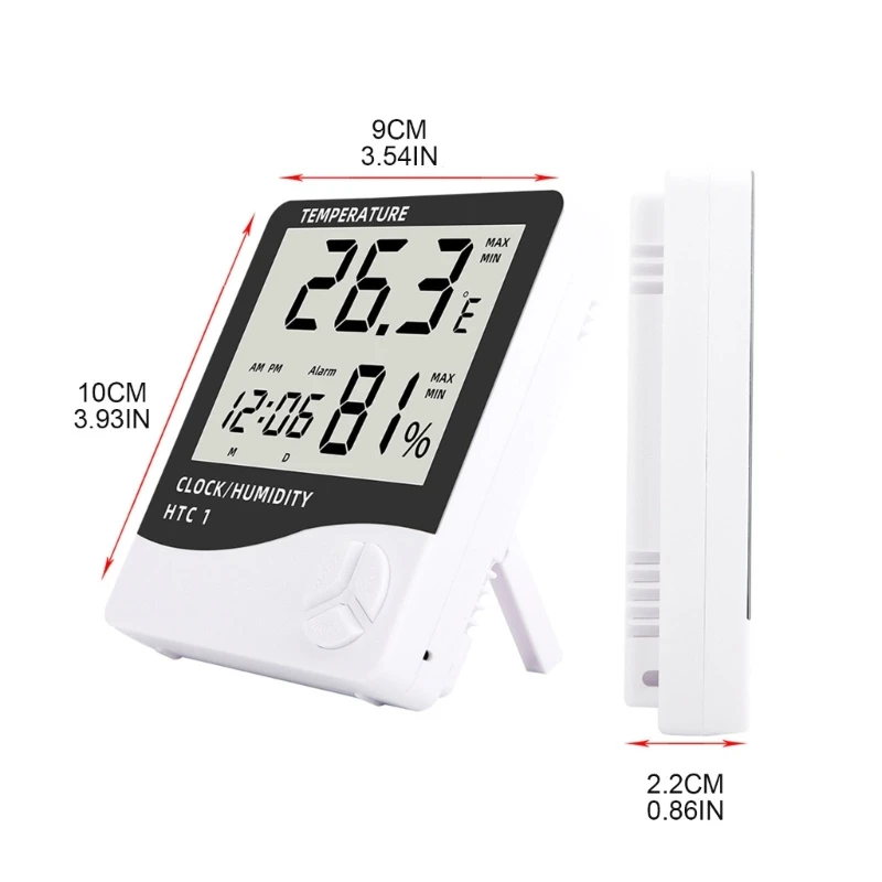 Q2Q4 Digital Humidity Temperature Meter Gauge with Time Date Large LED Display