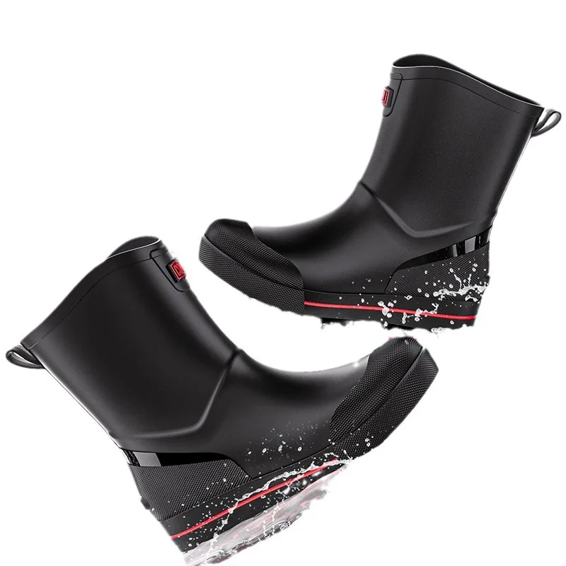 Fashionable Men's Short-tube Rain Boots Low-cut Non-slip Work Shoes Outdoor Wear-resistant Rubber Shoes Fishing Waterproof Shoes