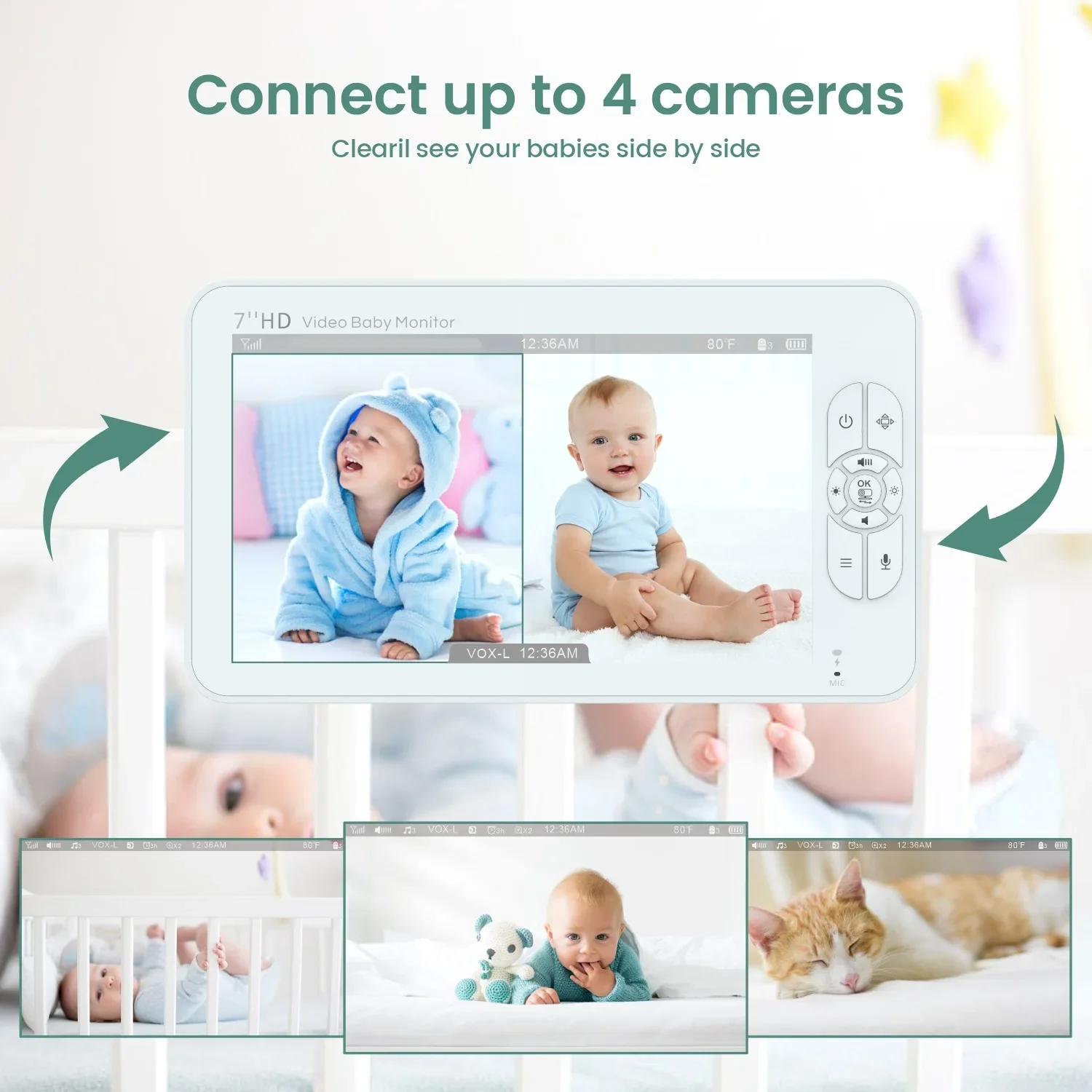 7.0 Inch Video Baby Monitor With Two Camera